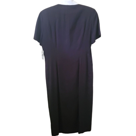 Gillian Studio NWT Vintage Black Linen Blend Wrap Midi Dress Size 10P - Picture 2 of 7